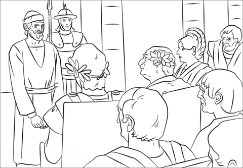 Paul'S Trials Before Felix Festus And Agrippa Coloring Page